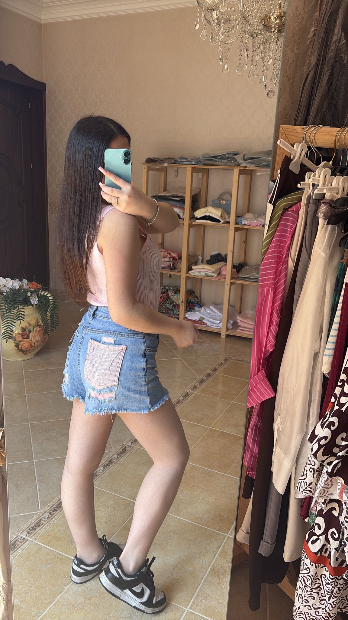 Shorts in Jeans Crystal Pink